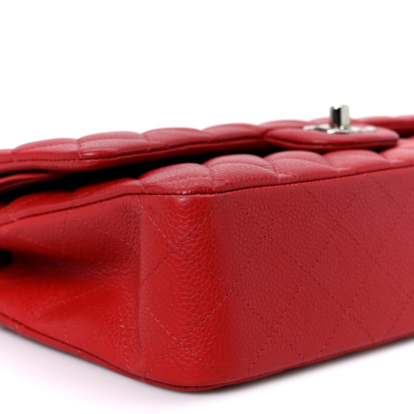 Caviar Quilted Medium Double Flap Red