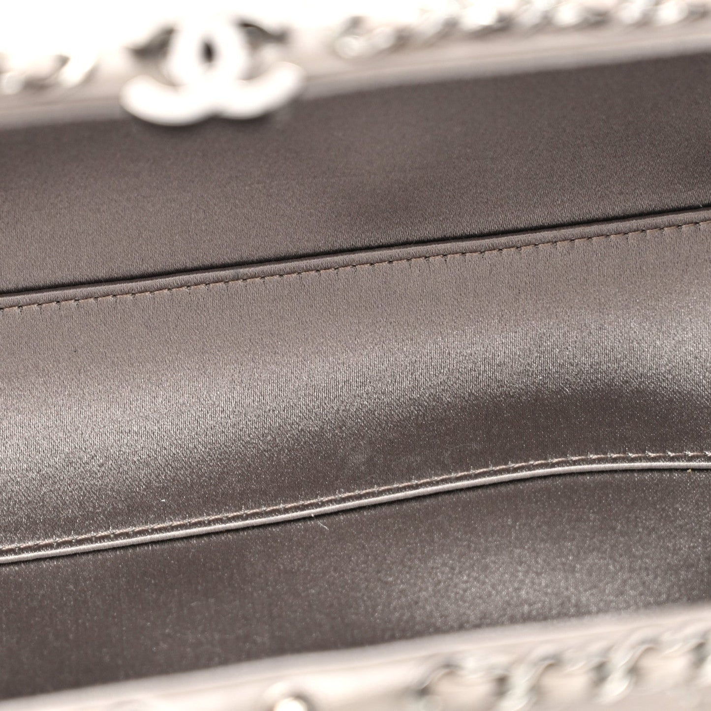 Lambskin Quilted CC Studded Chain Around Clutch Grey