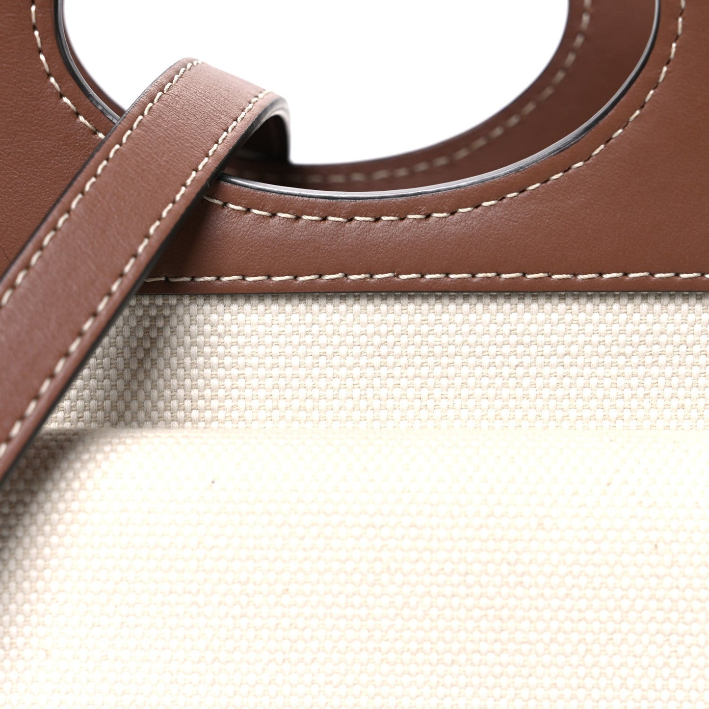 Canvas Smooth Calfskin Two Tone Mini Pocket Bag Natural Malt Brown