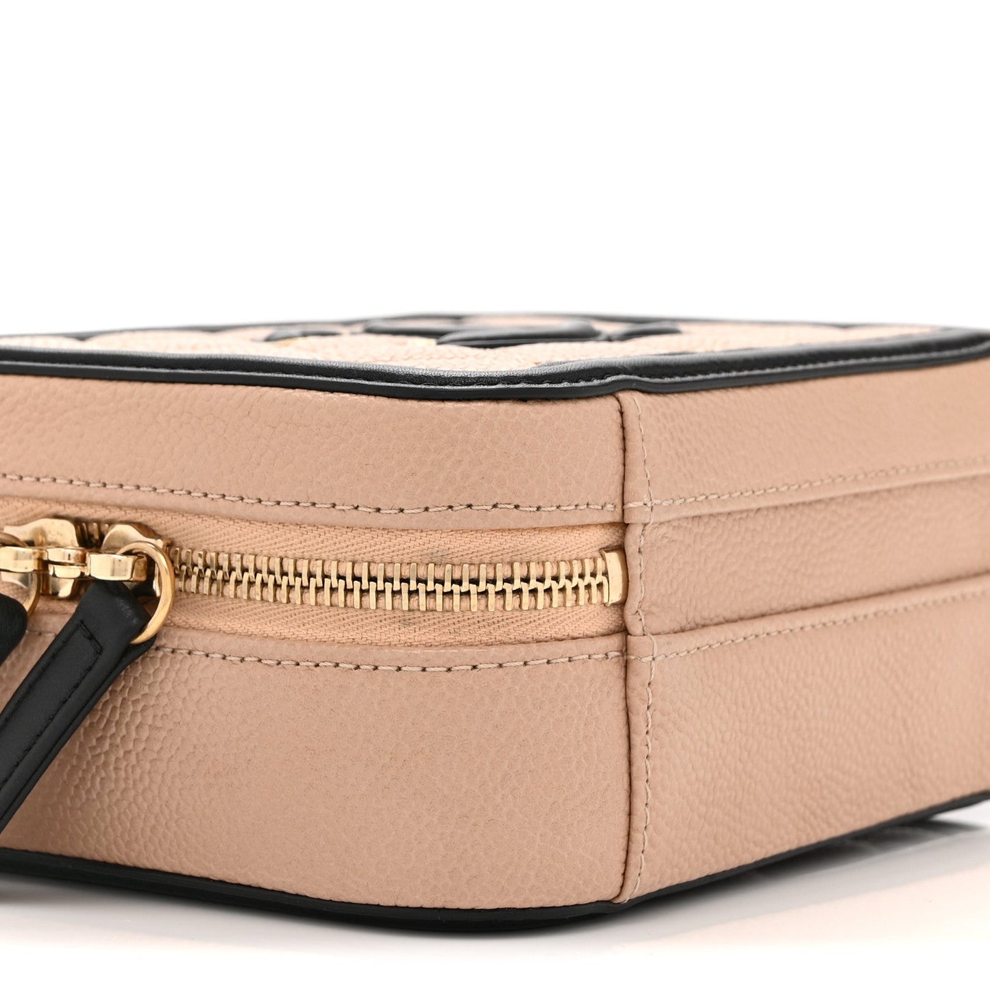 Caviar Quilted Small CC Filigree Vanity Case Beige Black