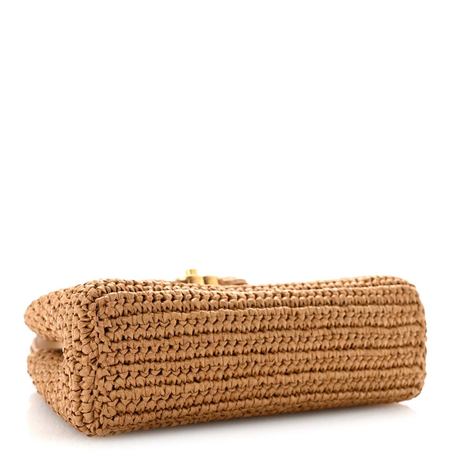 Braided Raffia Nano Kelly Flap Bag Dark Beige