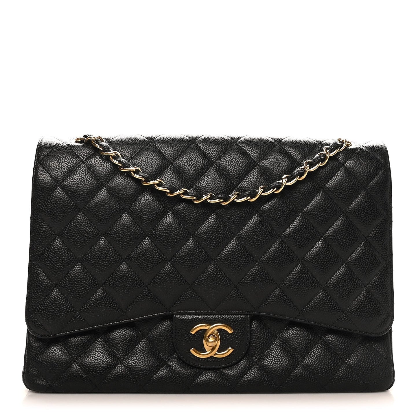 Caviar Quilted Maxi Double Flap Black