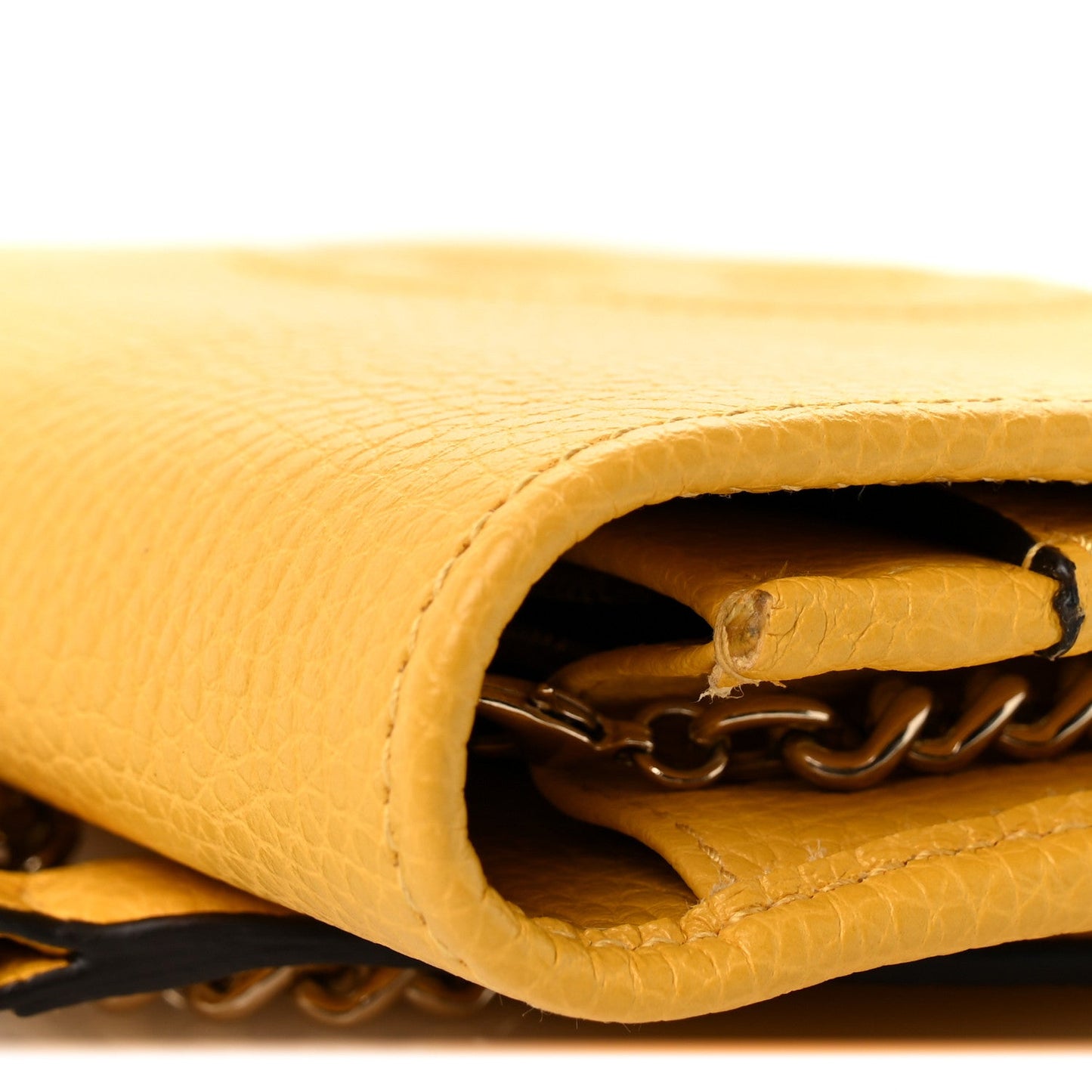 Pebbled Calfskin Soho Wallet on Chain New Buttercup