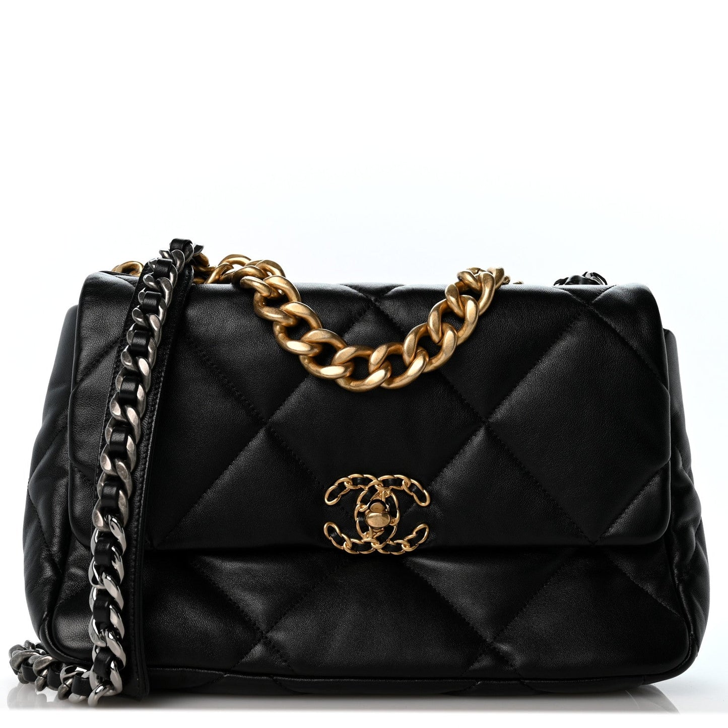 Lambskin  Quilted Large Chanel 19 Flap Black