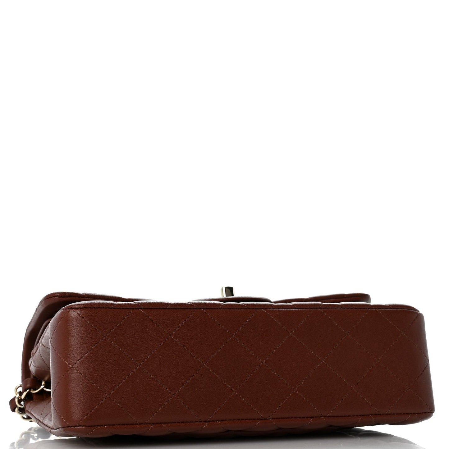 Lambskin Quilted Small Double Flap Dark Brown