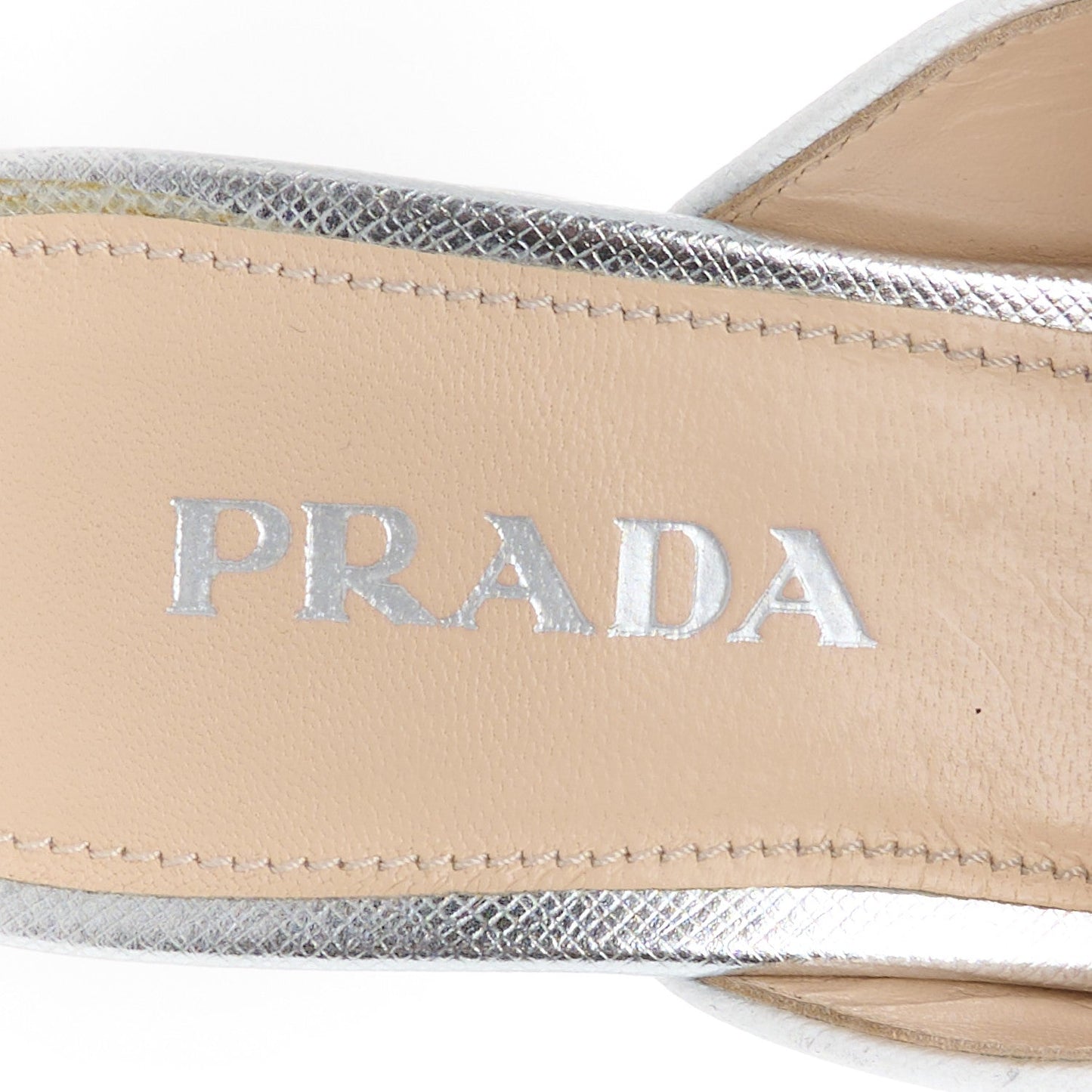 Metallic Saffiano Crisscross Platform Sandals Silver 34.5