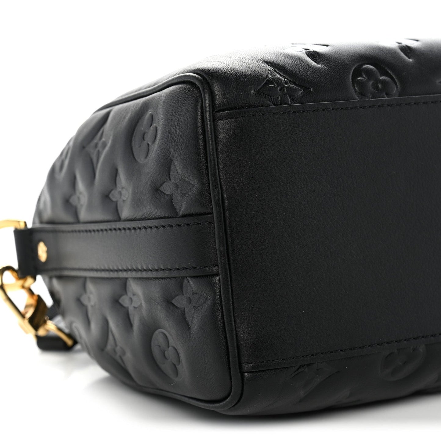 Lambskin Embossed Monogram Speedy 22 Bandouliere Black