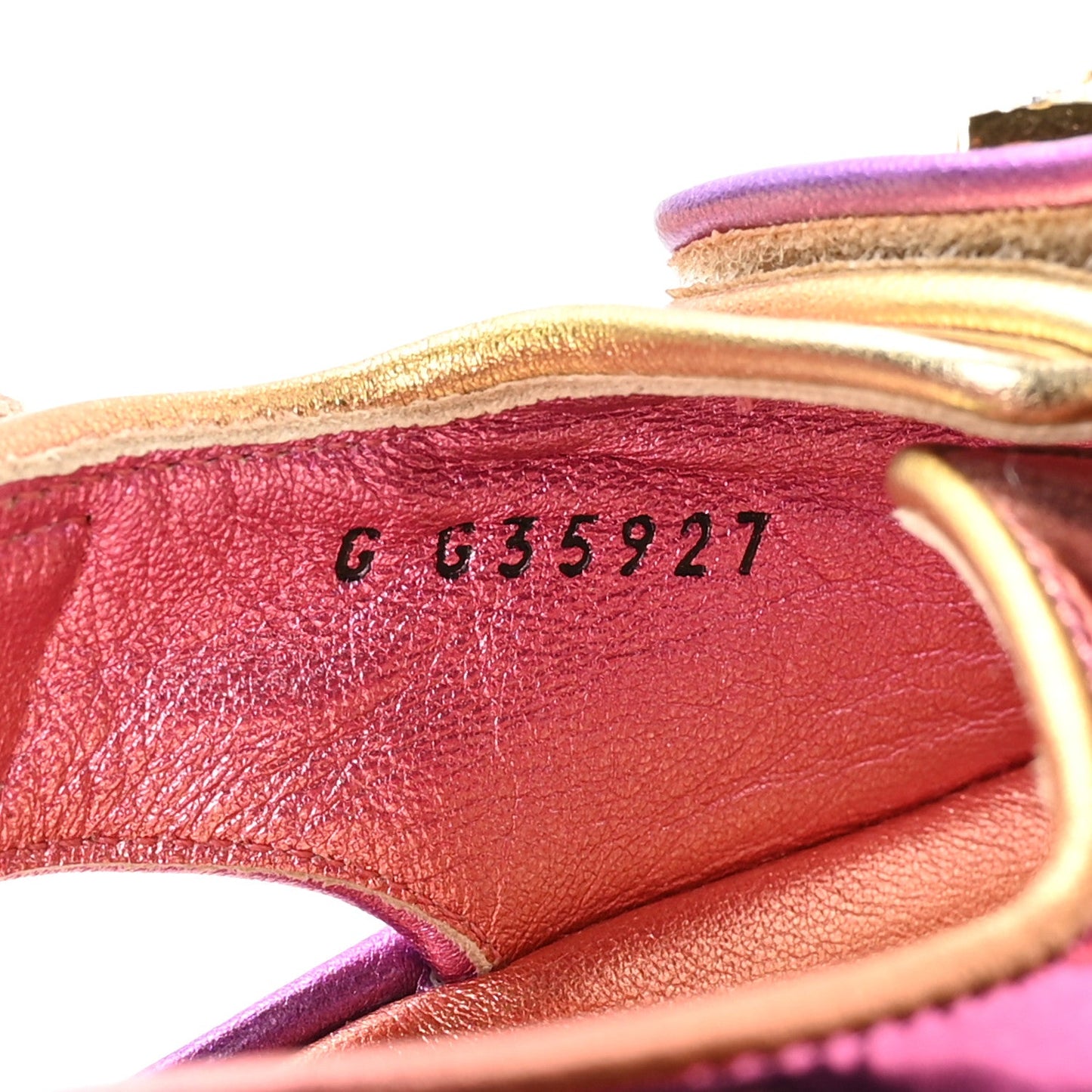 Metallic Laminated Calfskin Crystal Star CC Velcro Dad Sandals 37.5 Pink Orange Yellow