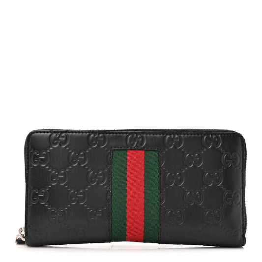 Guccissima Web Zip Around Wallet Black