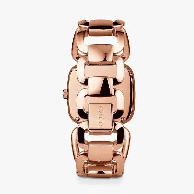 Gucci G Gucci Diamonds Black Dial Rose Gold Steel Strap Watch For Women - YA125409
