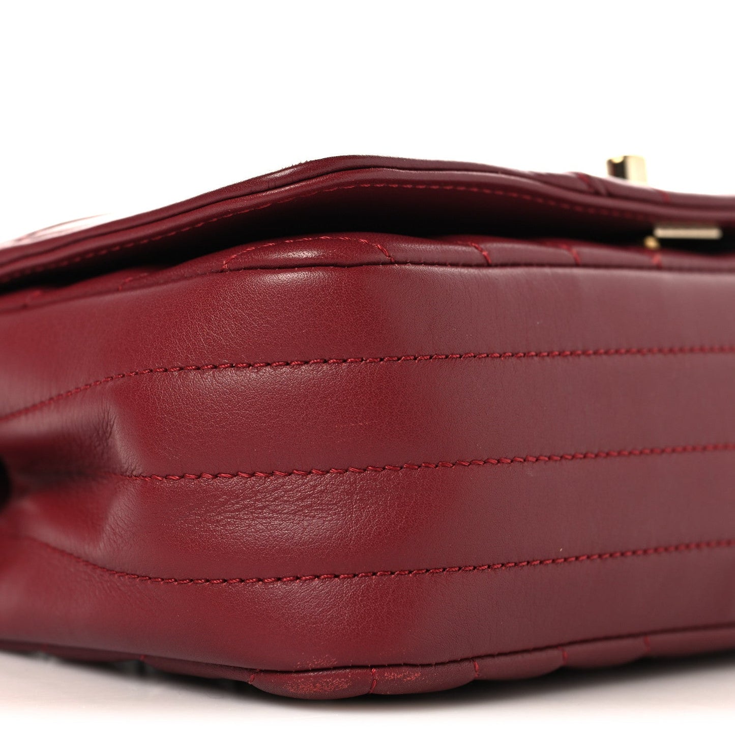 Calfskin Chevron Quilted Mini Statement Flap Burgundy