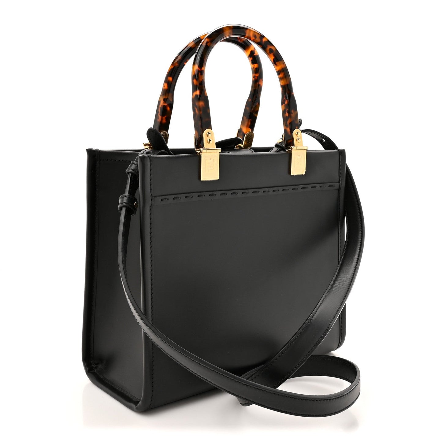 Vitello King Plexiglass Small Fendi Sunshine Shopper Tote Black