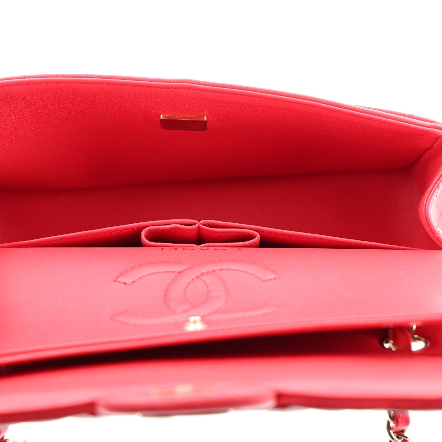 Caviar Quilted Small Double Flap Red
