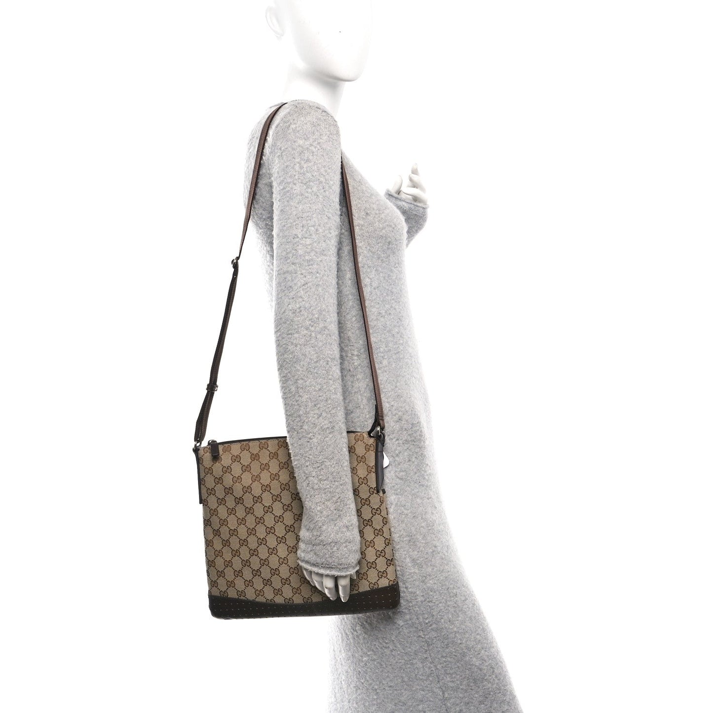 Monogram Calfskin Perforated Medium Flat Messenger Bag Dark Brown