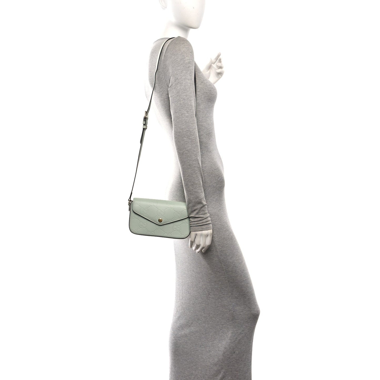 Calfskin GG Super Mini Shoulder Bag Pale Green