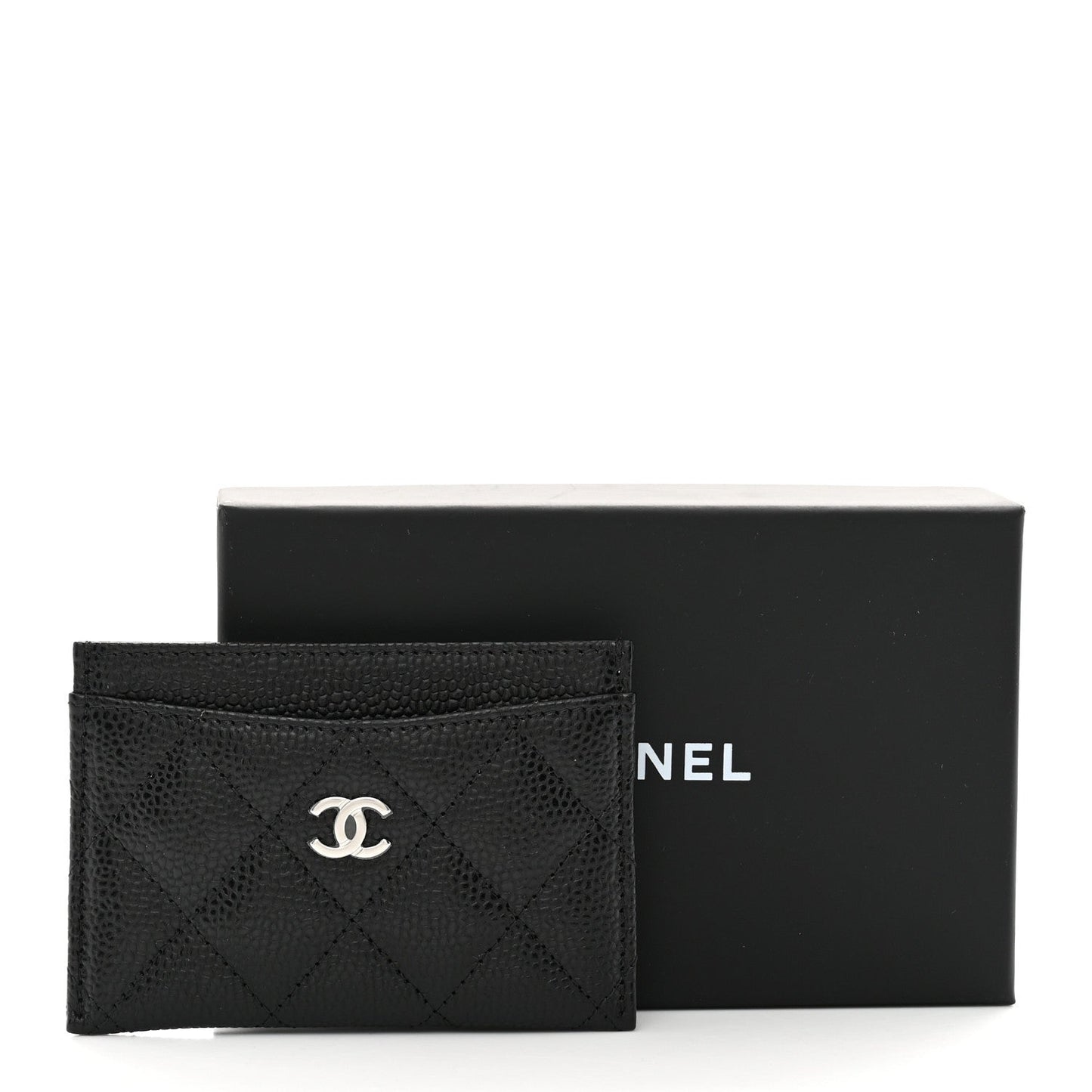 Caviar Quilted Card Holder Black
