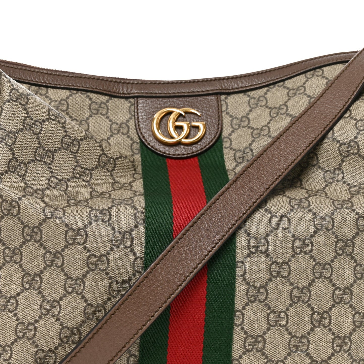 GG Supreme Monogram Web Ophidia Half Moon Hobo Brown
