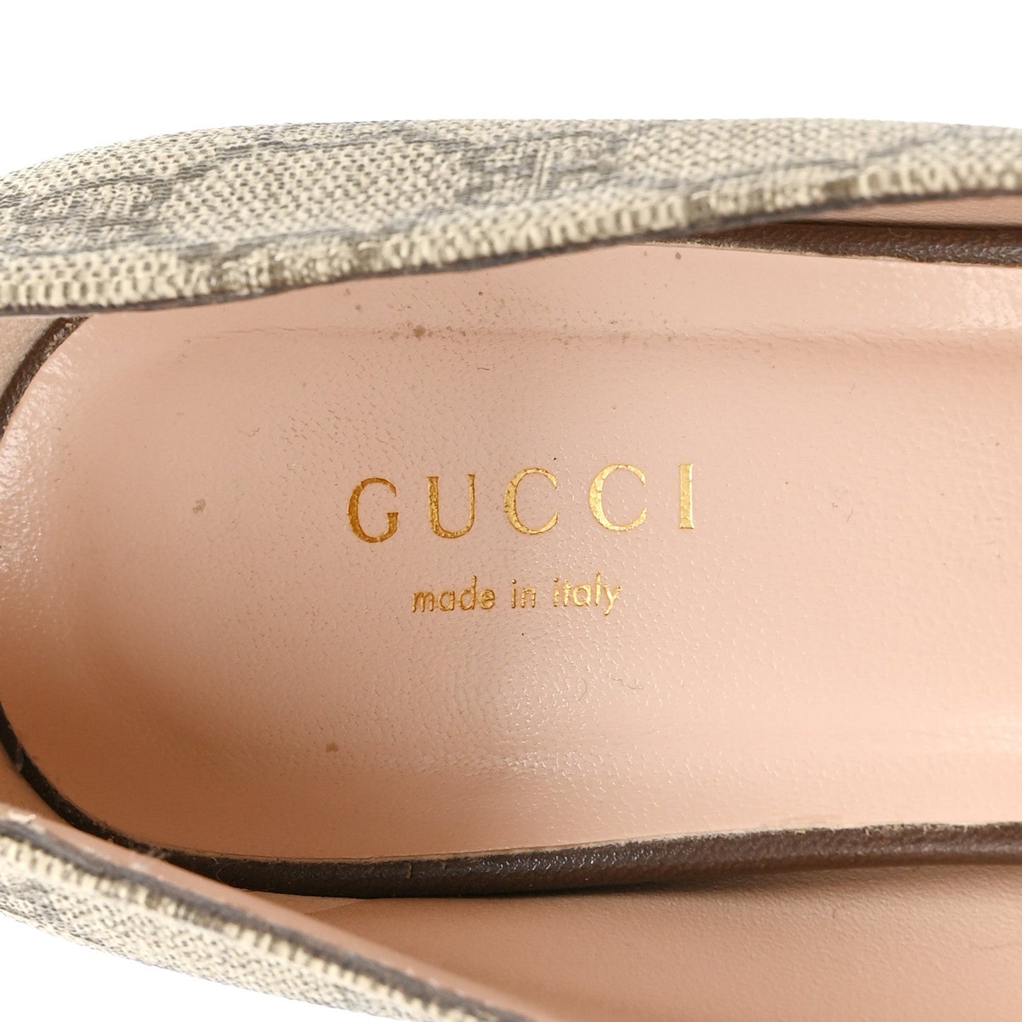 GG Supreme Monogram Malaga Kid Blondie Pumps 37.5 Beige Ebony New Acero
