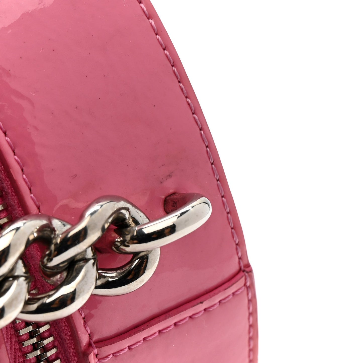 Patent Round As Earth Evening Bag Pink