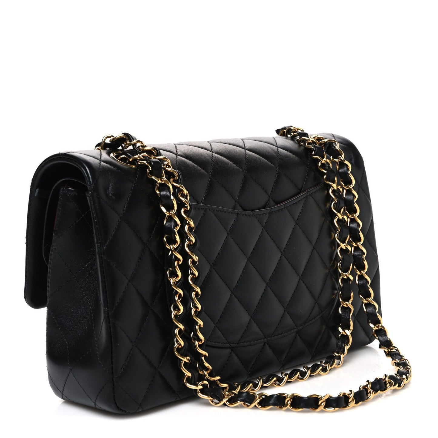 Lambskin Quilted Medium Double Flap Black