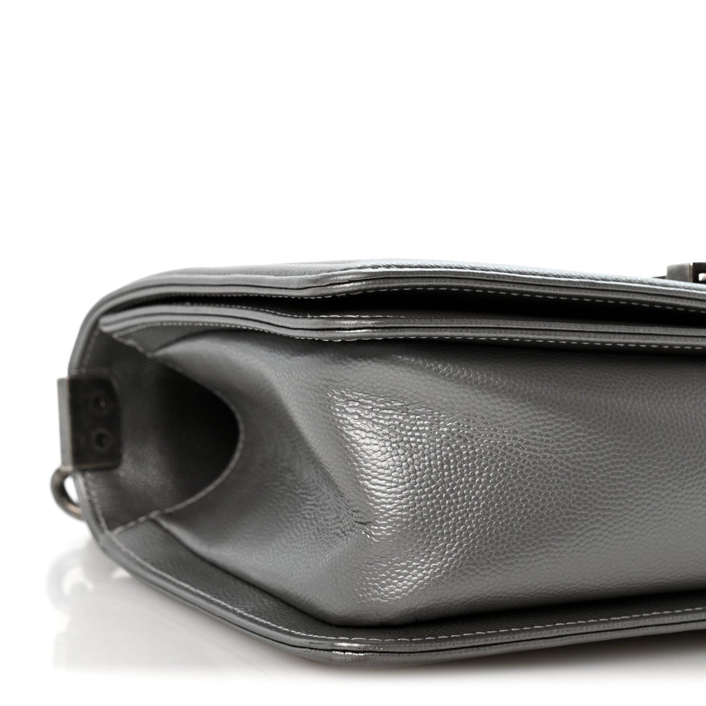 Metallic Caviar Quilted Medium Boy Flap Silver