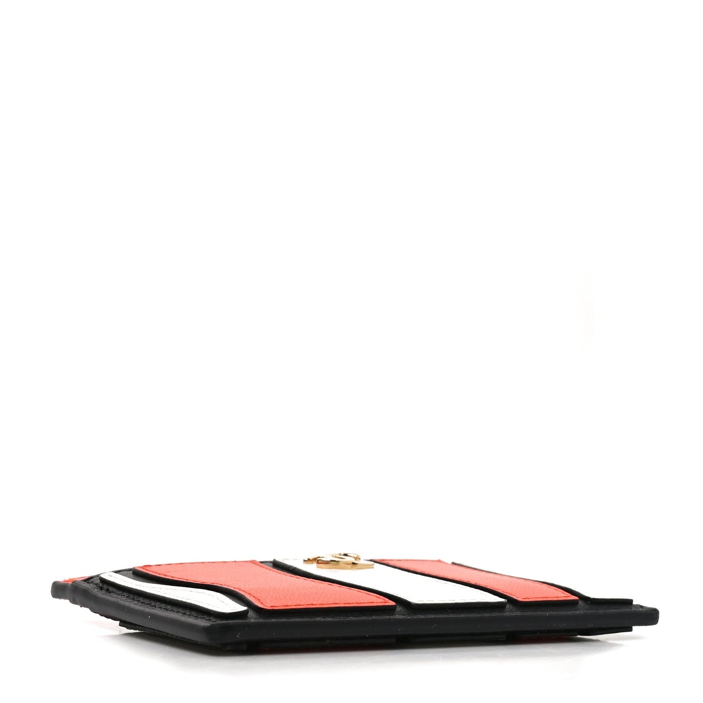 Lambskin Coco Beach Card Holder Orange White Black