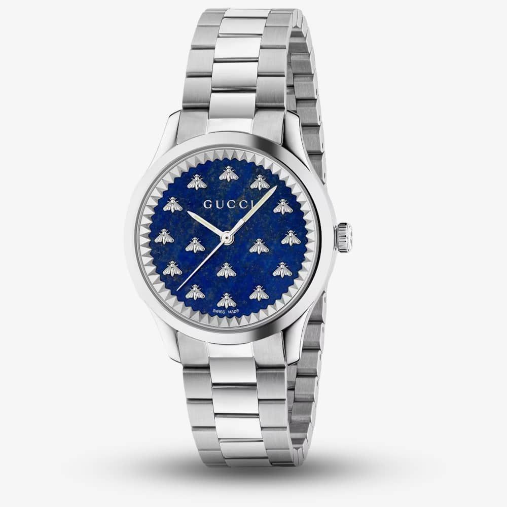 Gucci G Timeless Quartz Blue Dial Silver Steel Strap Watch for Women - YA1265043