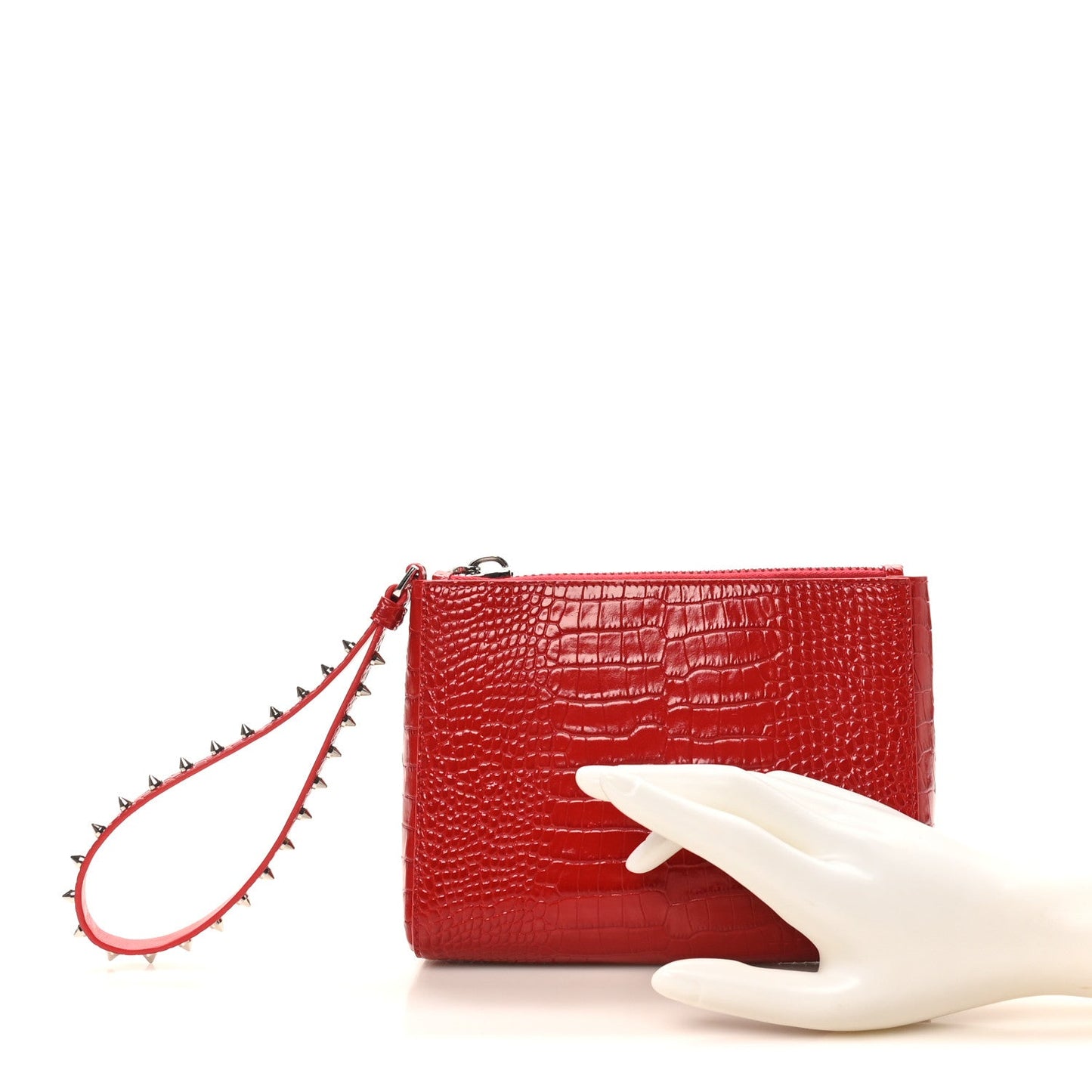 Calfskin Crocodile Embossed Mini Cabata Pouch Loubi