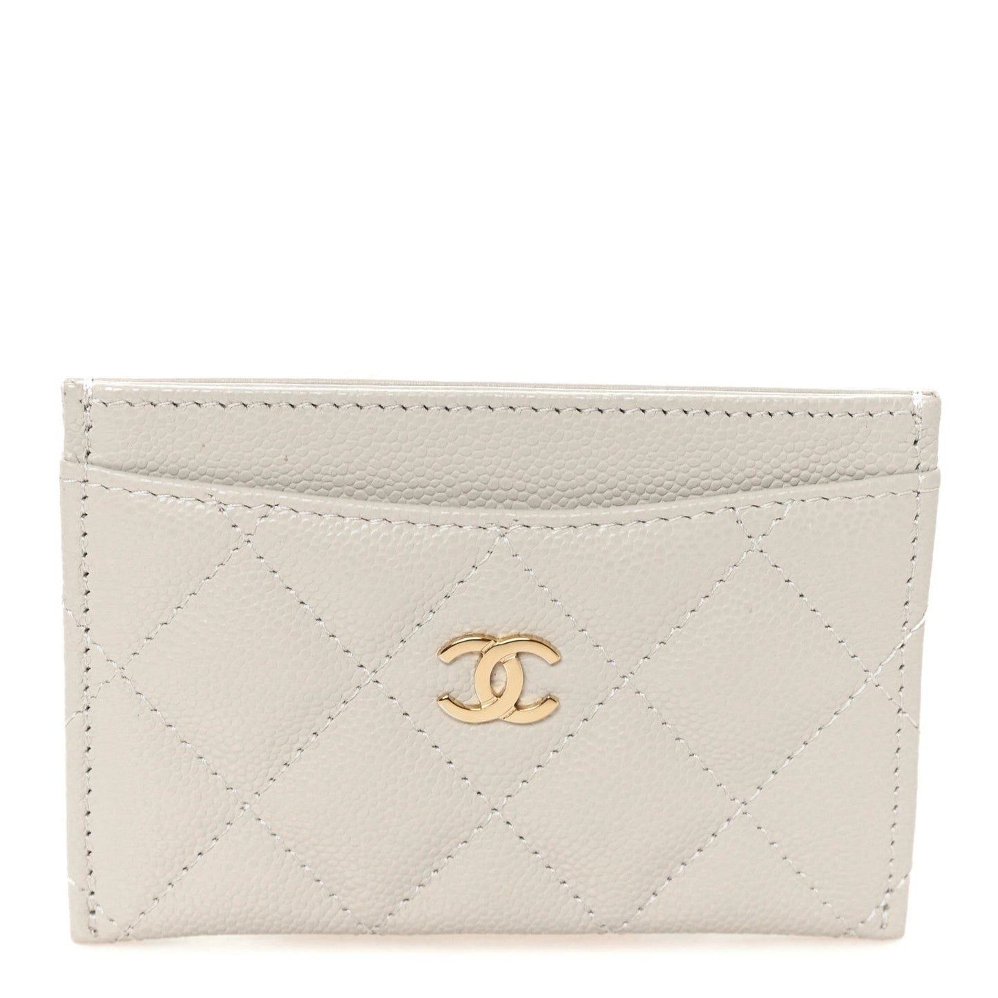 Caviar Quilted Card Holder Grey
