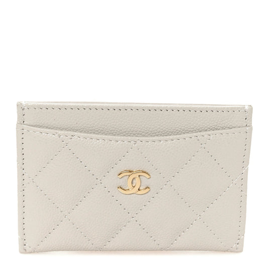 Caviar Quilted Card Holder Grey
