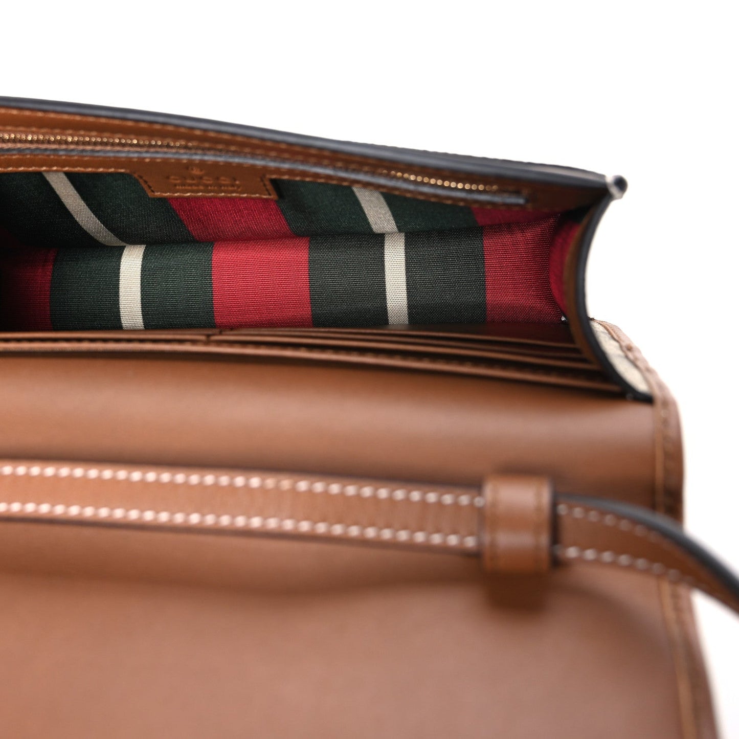 GG Emblem Monogram Wallet With Strap Beige Brown