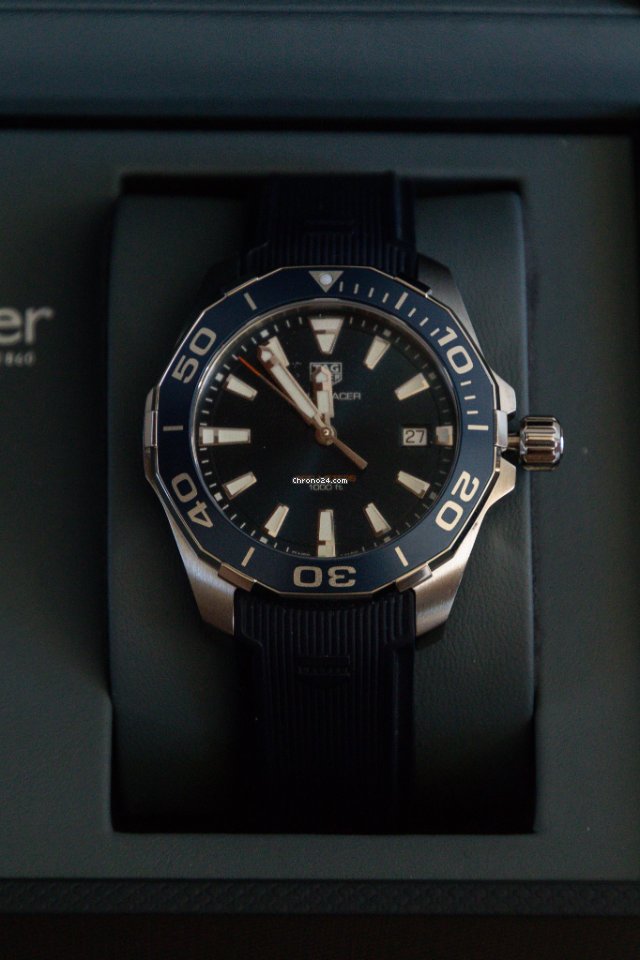 Tag Heuer Aquaracer Blue Dial Blue Rubber Strap Watch for Men - WAY111C.FT6155