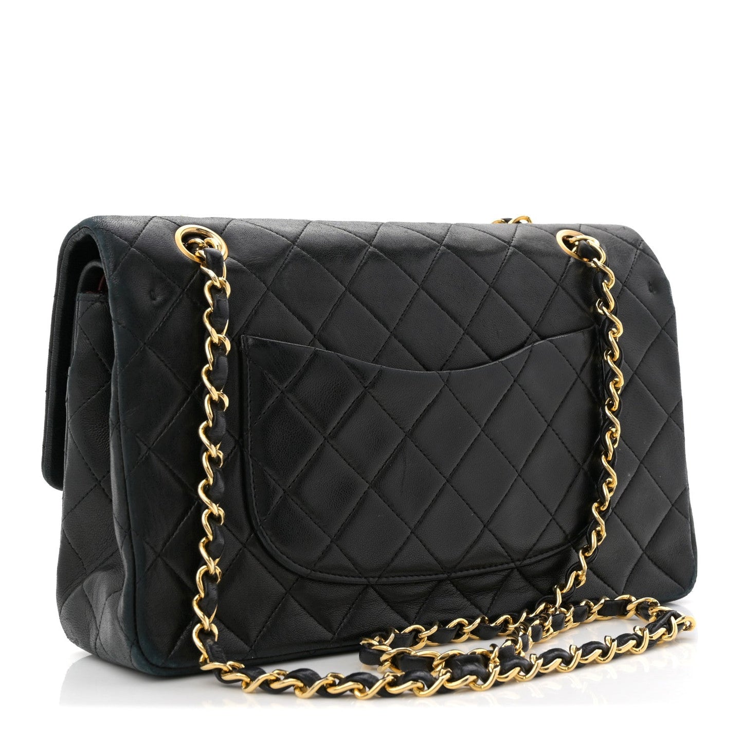 Lambskin Quilted Medium Double Flap Black