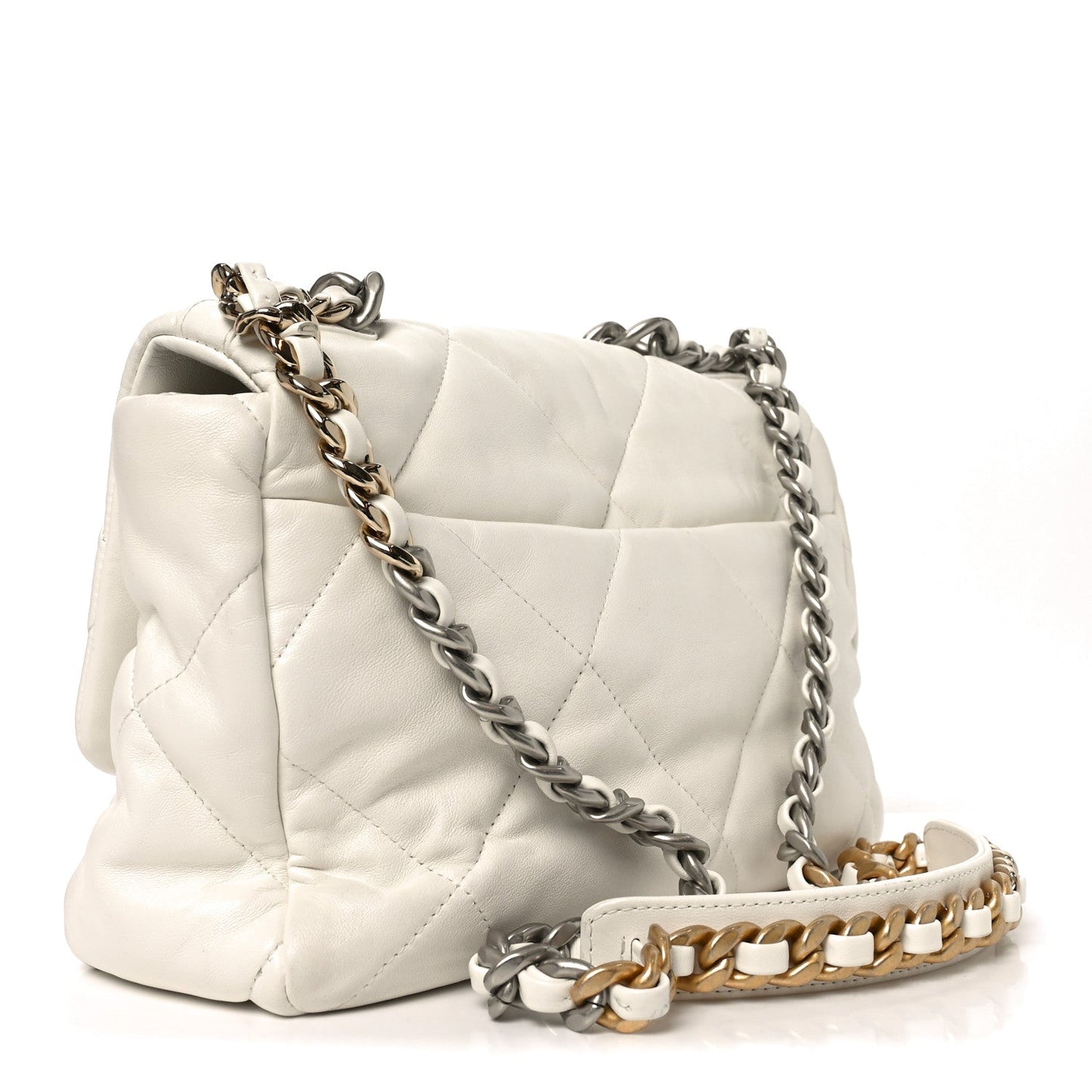 Quilted Large Chanel 19 Flap White
