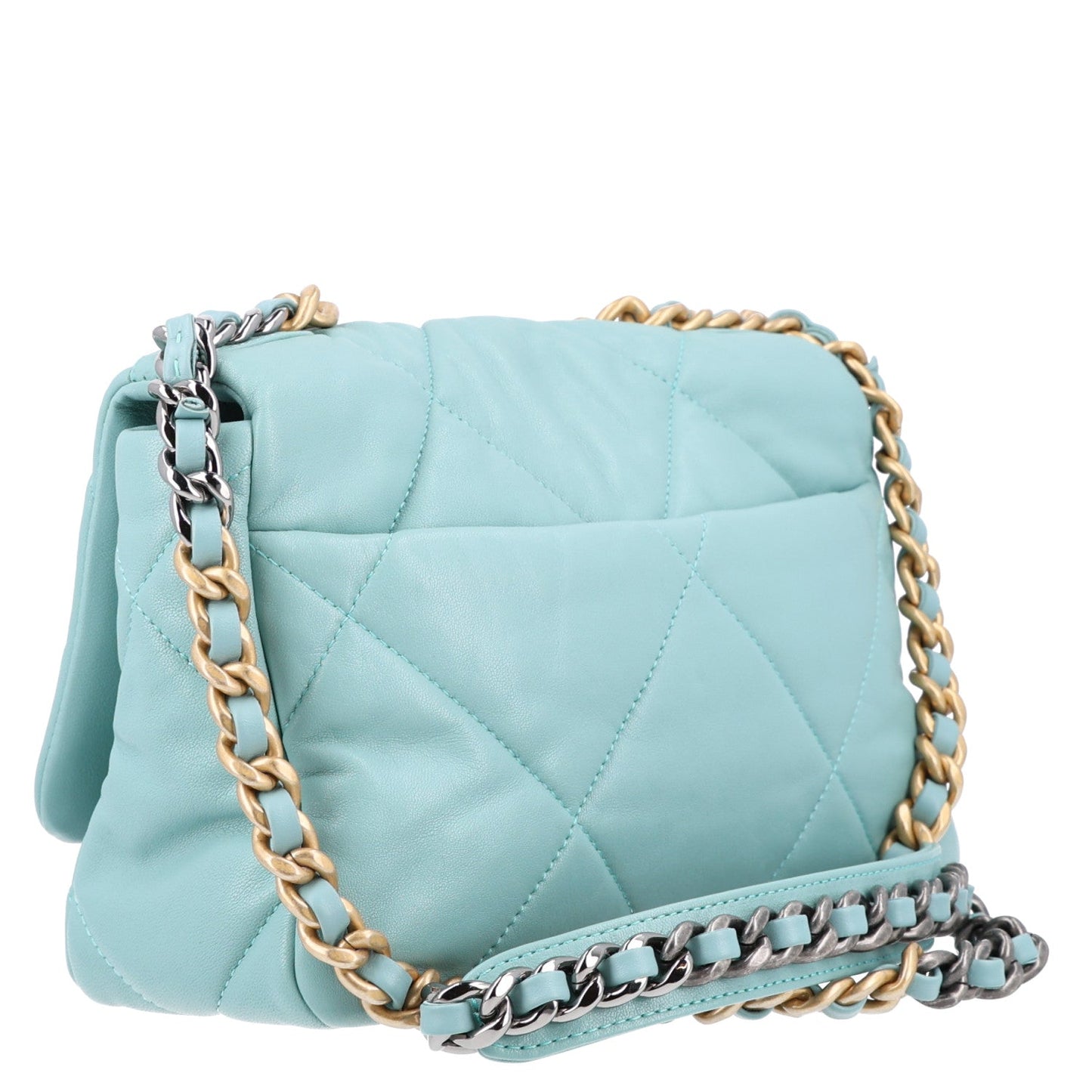 Goatskin Quilted Medium Chanel 19 Flap Light Blue