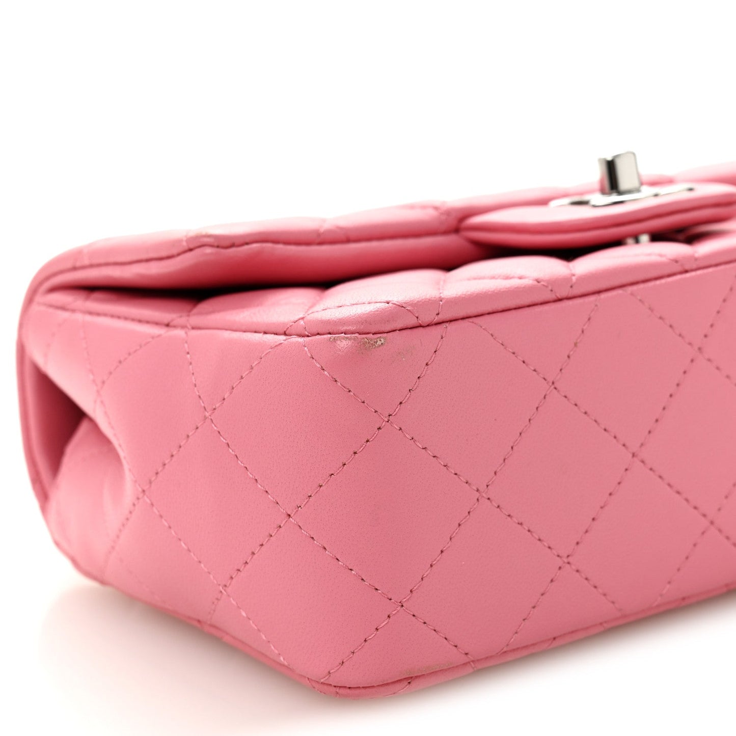Lambskin Quilted Mini Rectangular Flap Pink