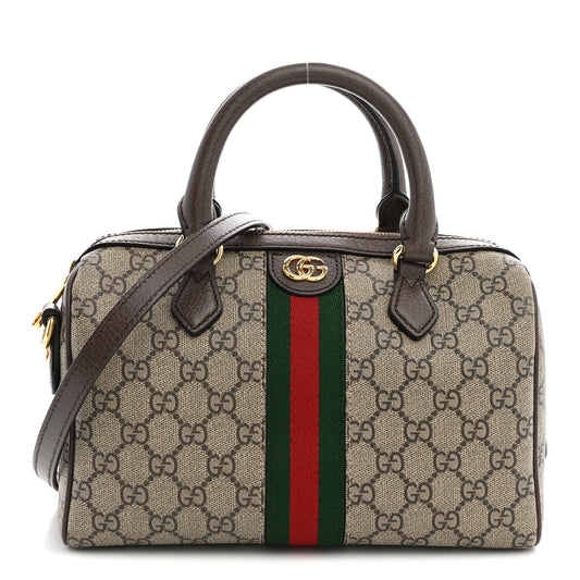GG Supreme Monogram Web Small Ophidia Top Handle Bag Beige Ebony