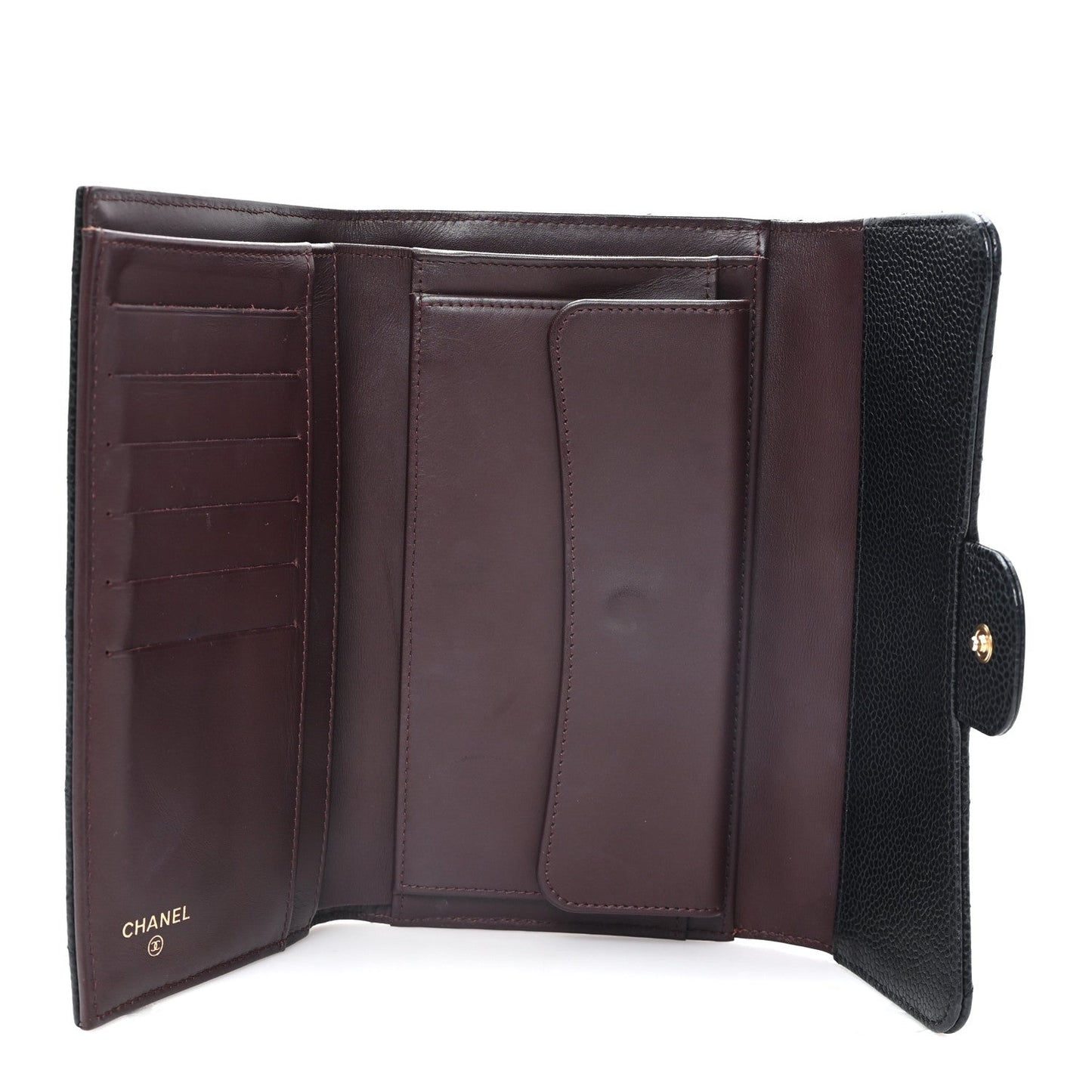 Caviar Quilted Large Flap Wallet Black