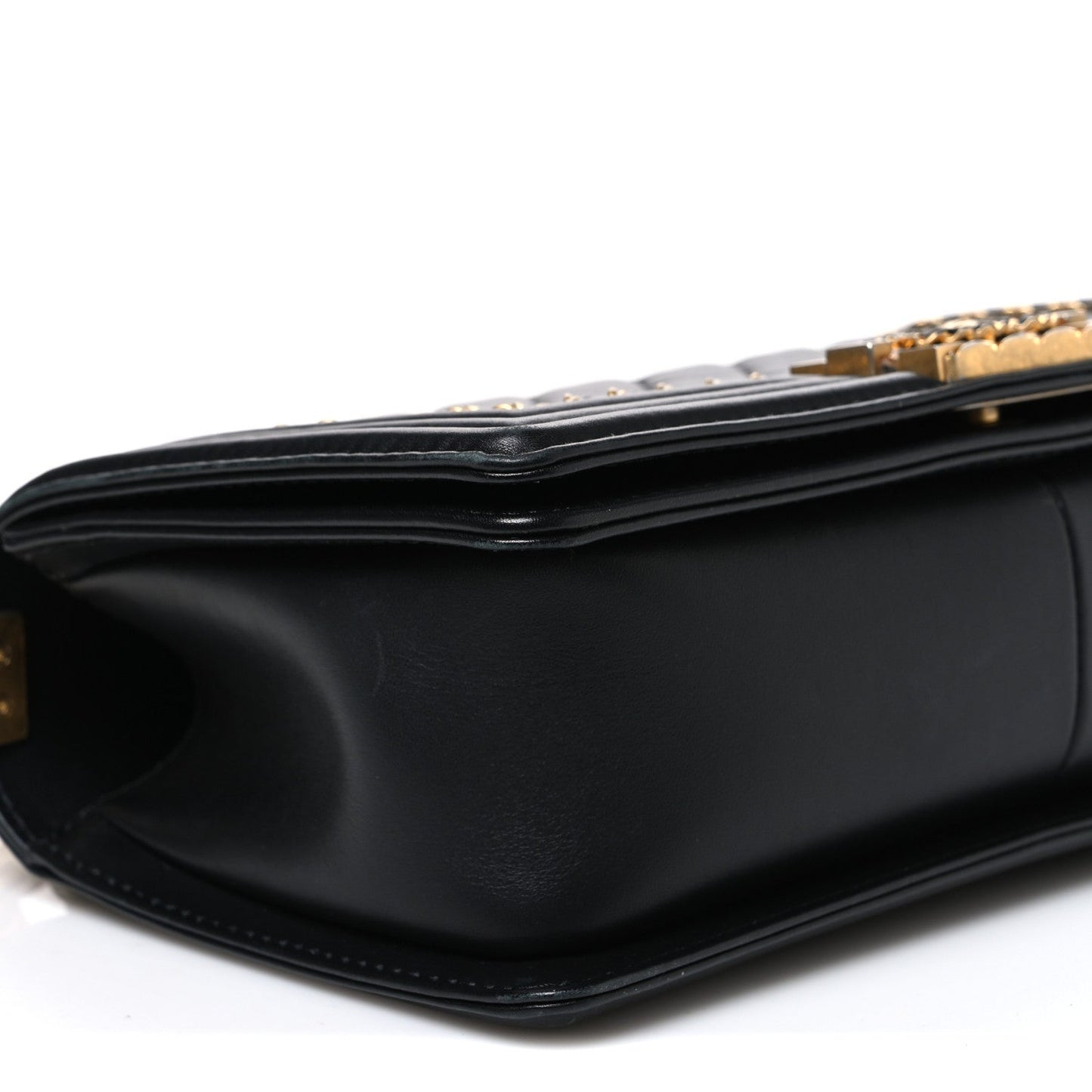 Lambskin Quilted Medium Chain Around Boy Flap Black