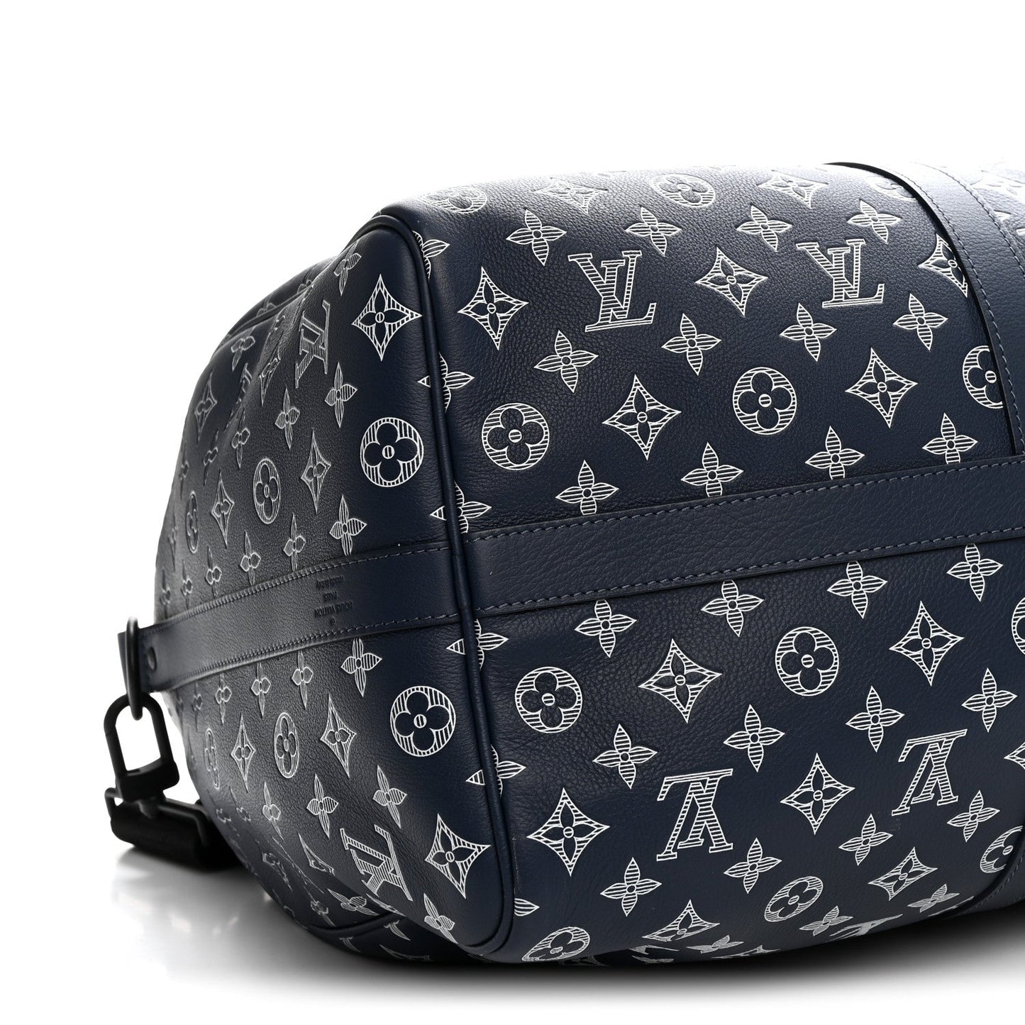 Calfskin Shadow Monogram Keepall Bandouliere 50 Ink Blue White