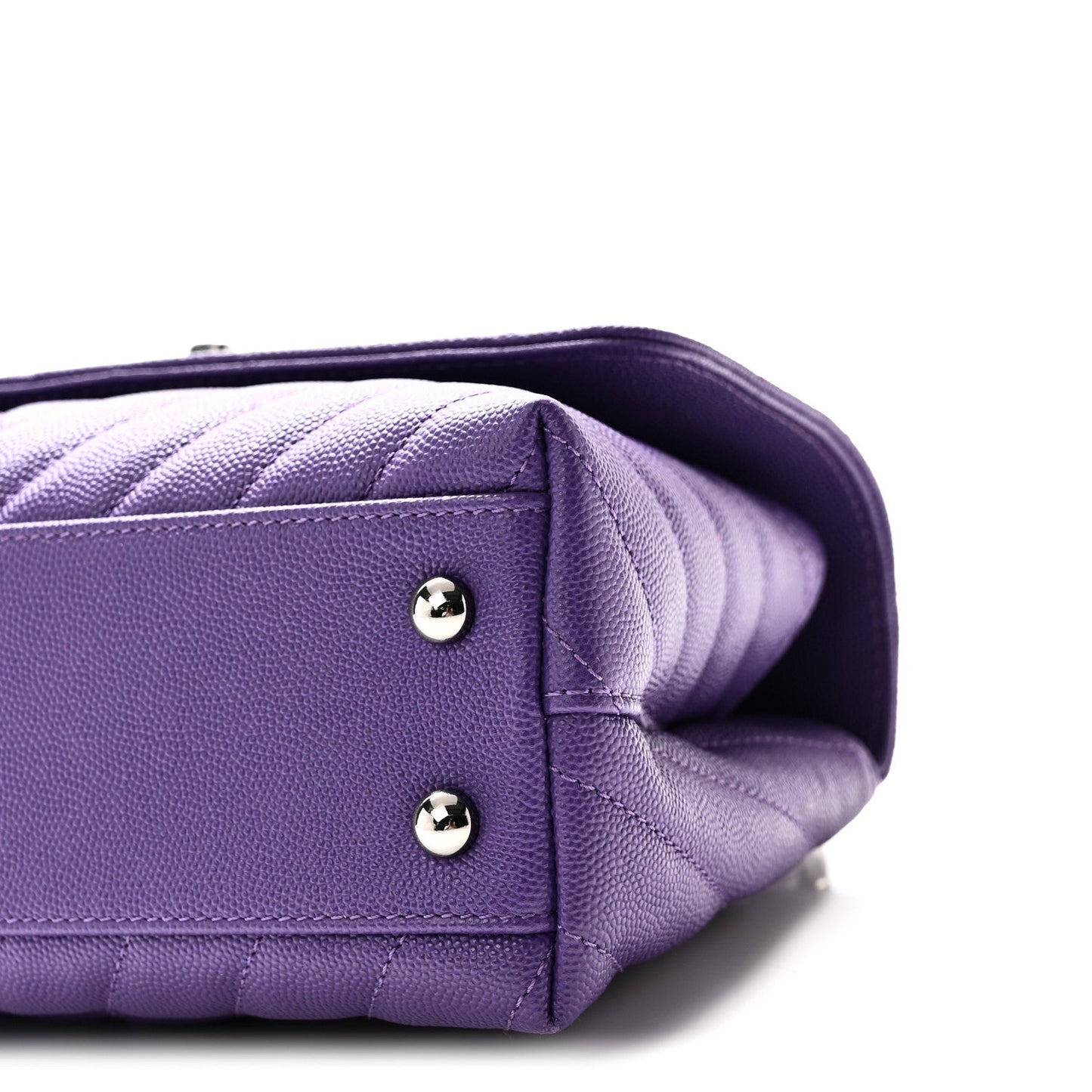 Caviar Chevron Quilted Mini Coco Handle Flap Purple