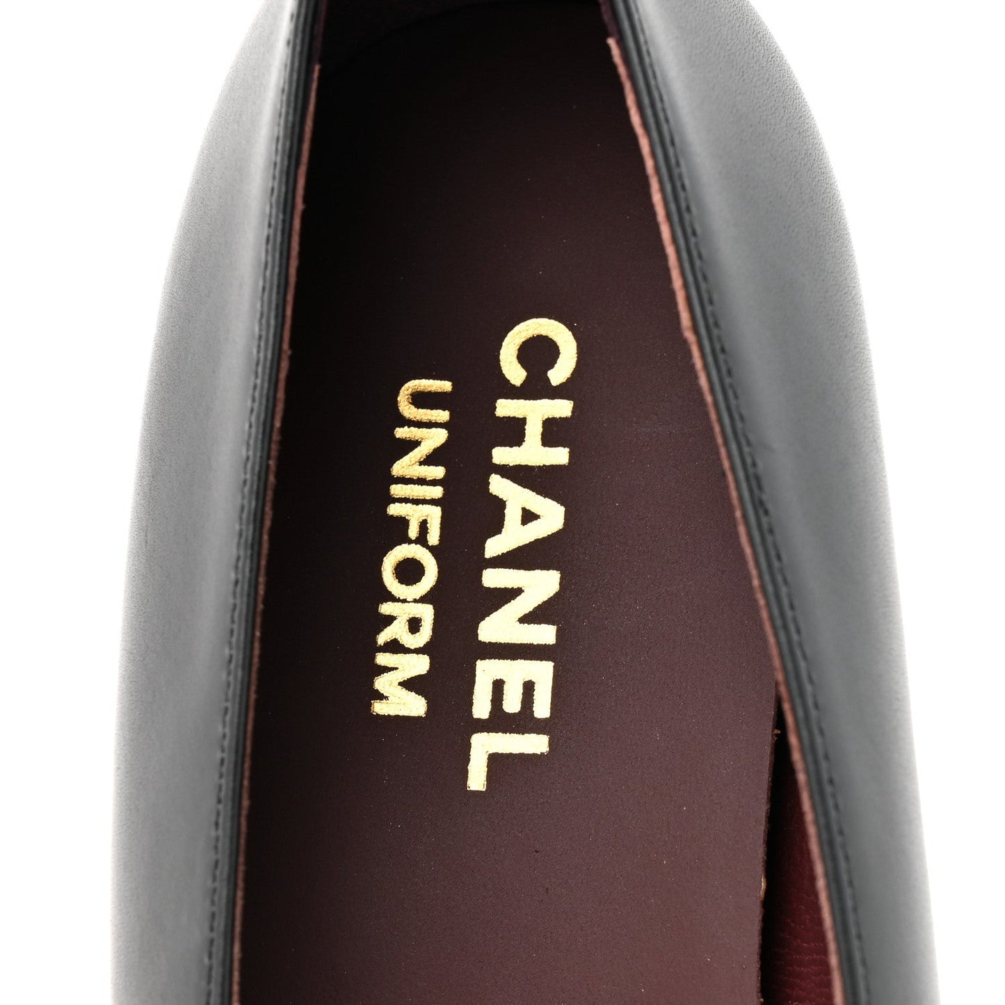 Lambskin Cap Toe CC Uniform Ballerina Flats 37.5 Black