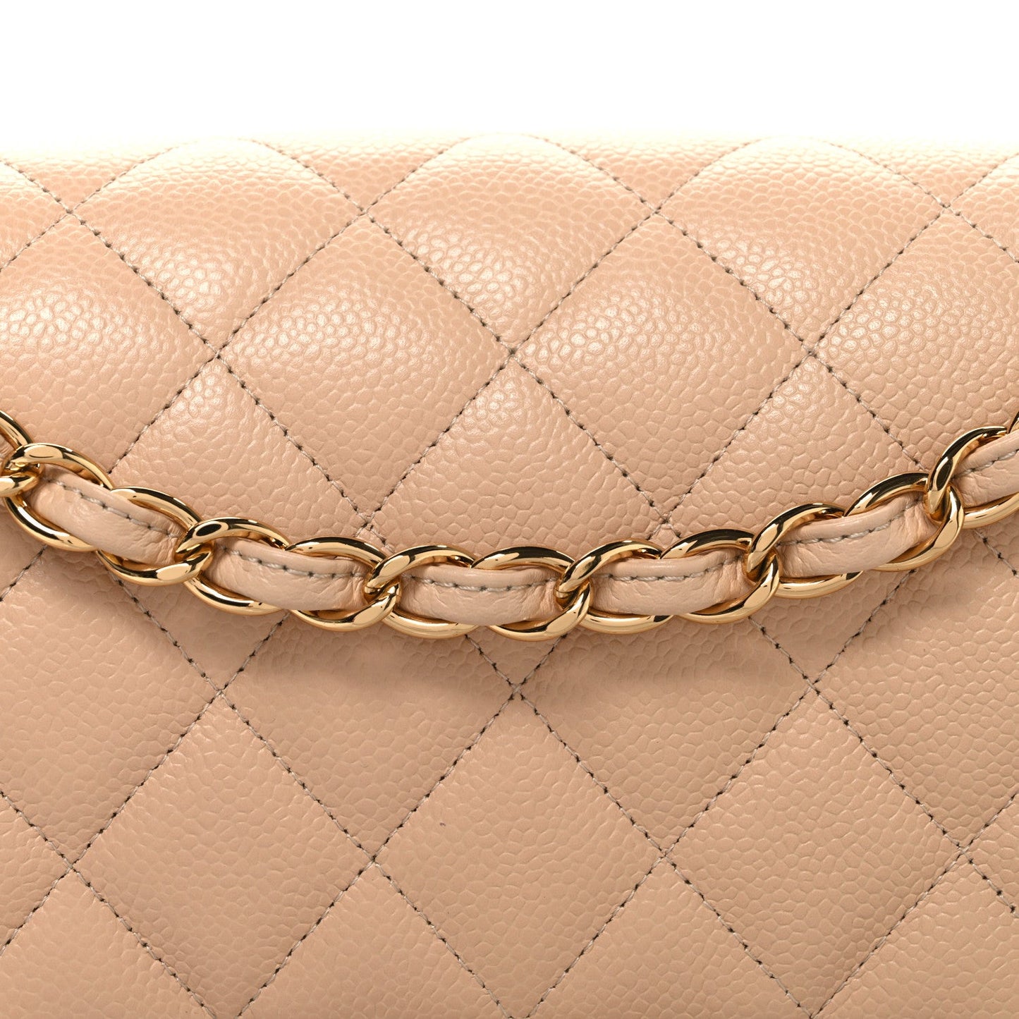 Caviar Quilted Jumbo Double Flap Beige