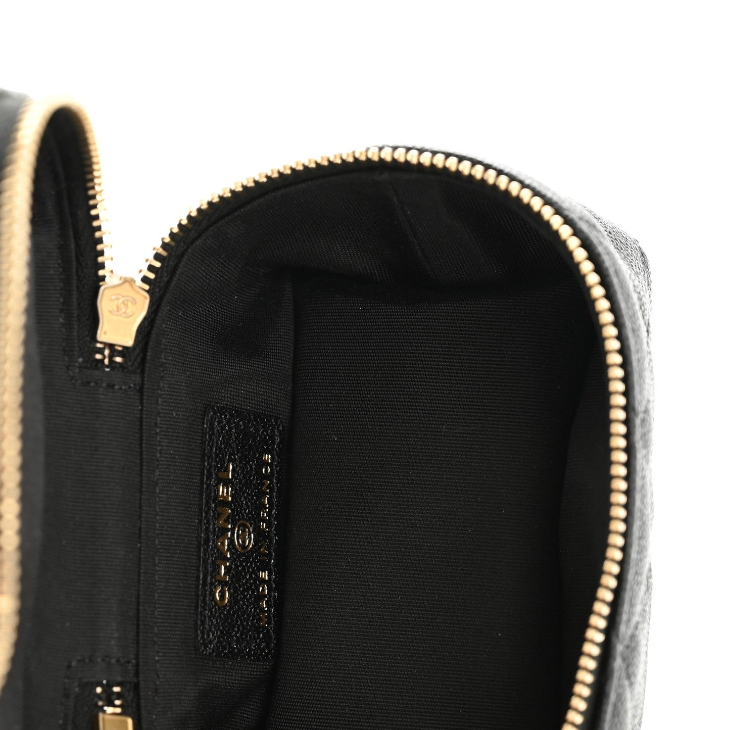 Caviar Quilted Mini Top Handle Vanity With Chain Black