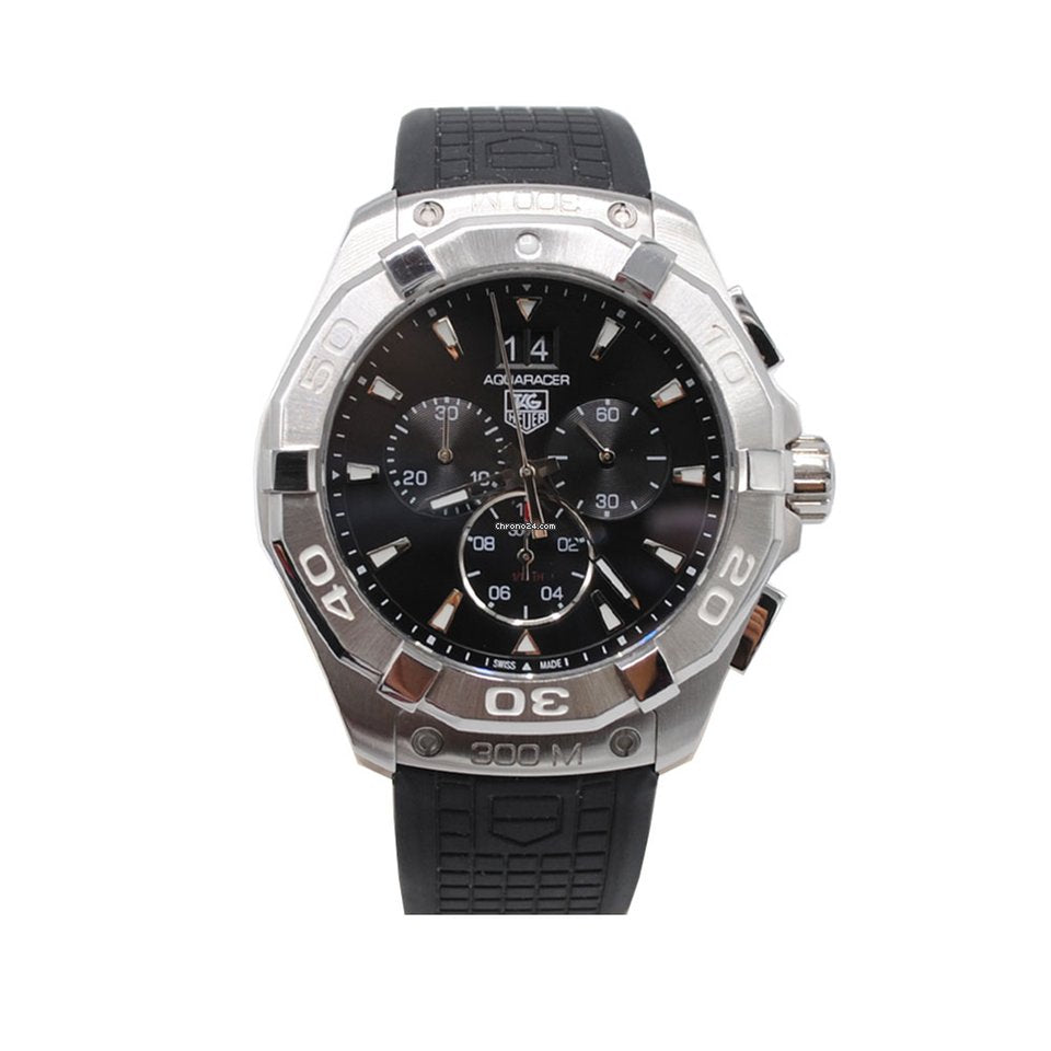 Tag Heuer Aquaracer Chronograph Black Dial Black Rubber Strap Watch for Men - CAY1110.FT6041