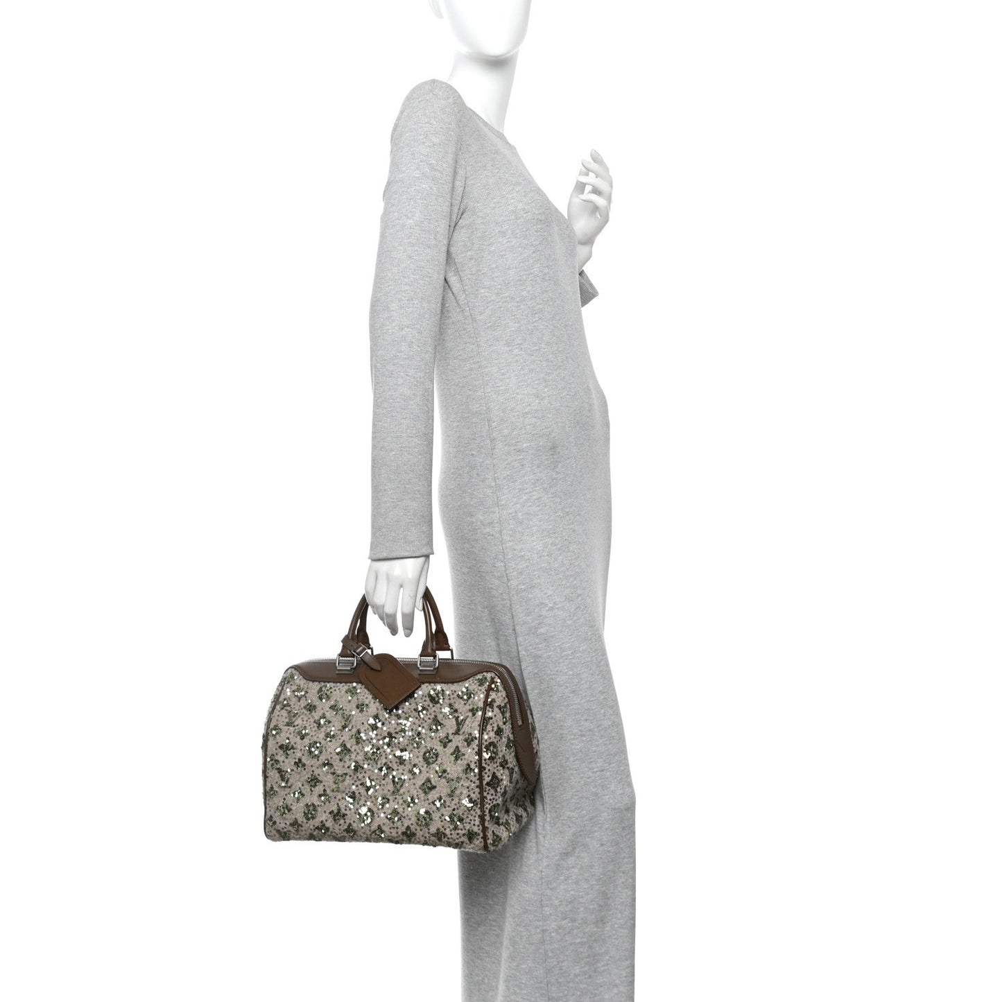 Sequin Monogram Sunshine Express Speedy Kaki