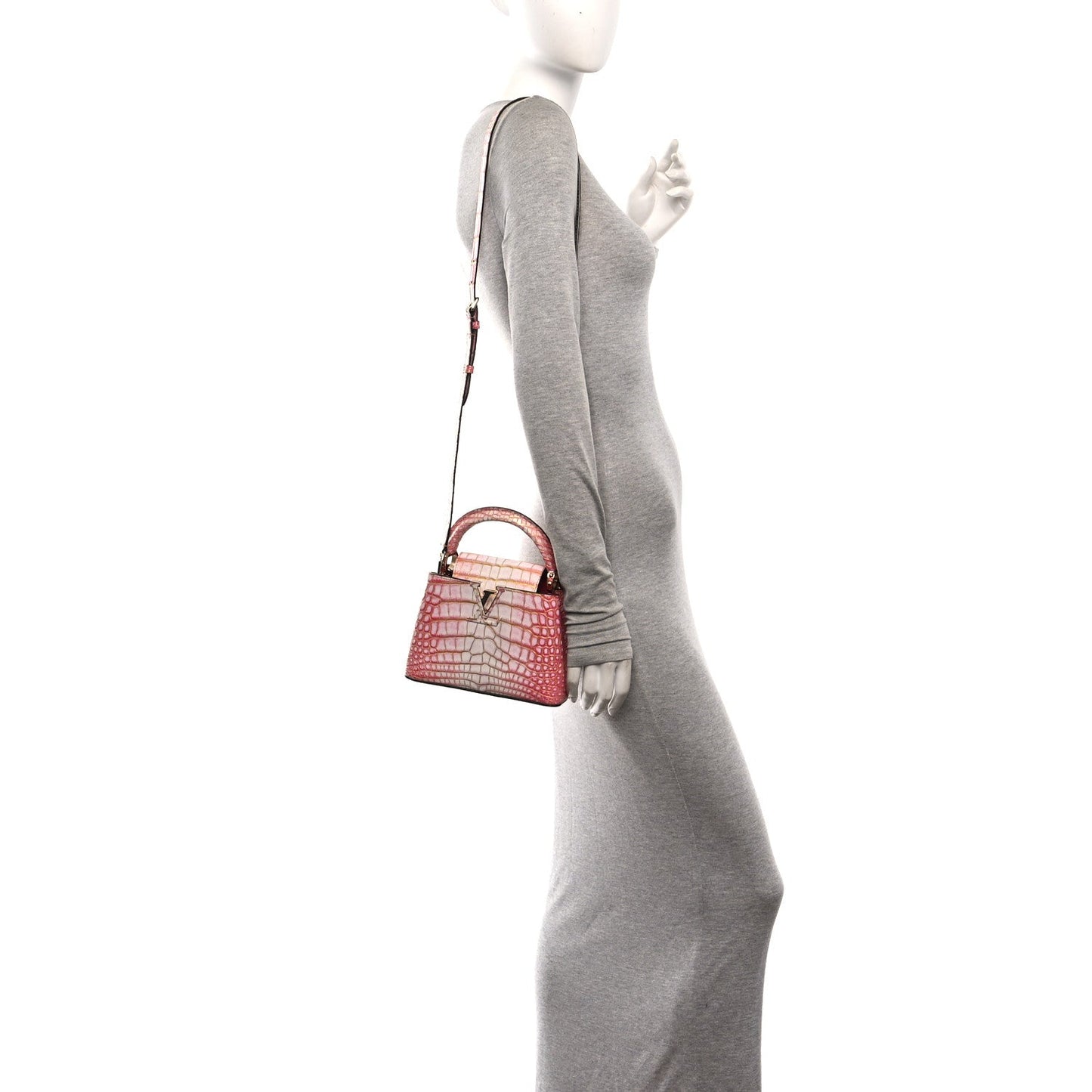Crocodile Mini Capucines Sahara Rose
