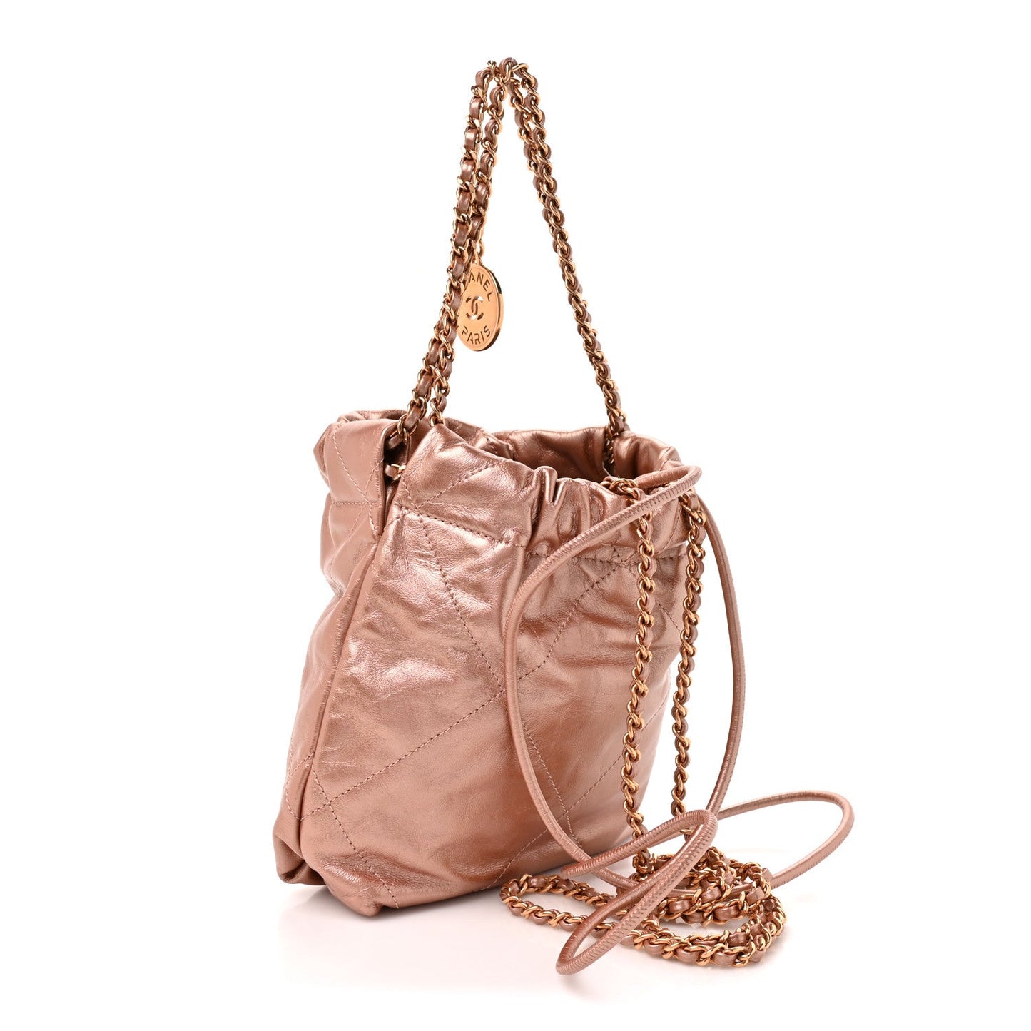 Metallic Calfskin Quilted Mini Chanel 22 Copper
