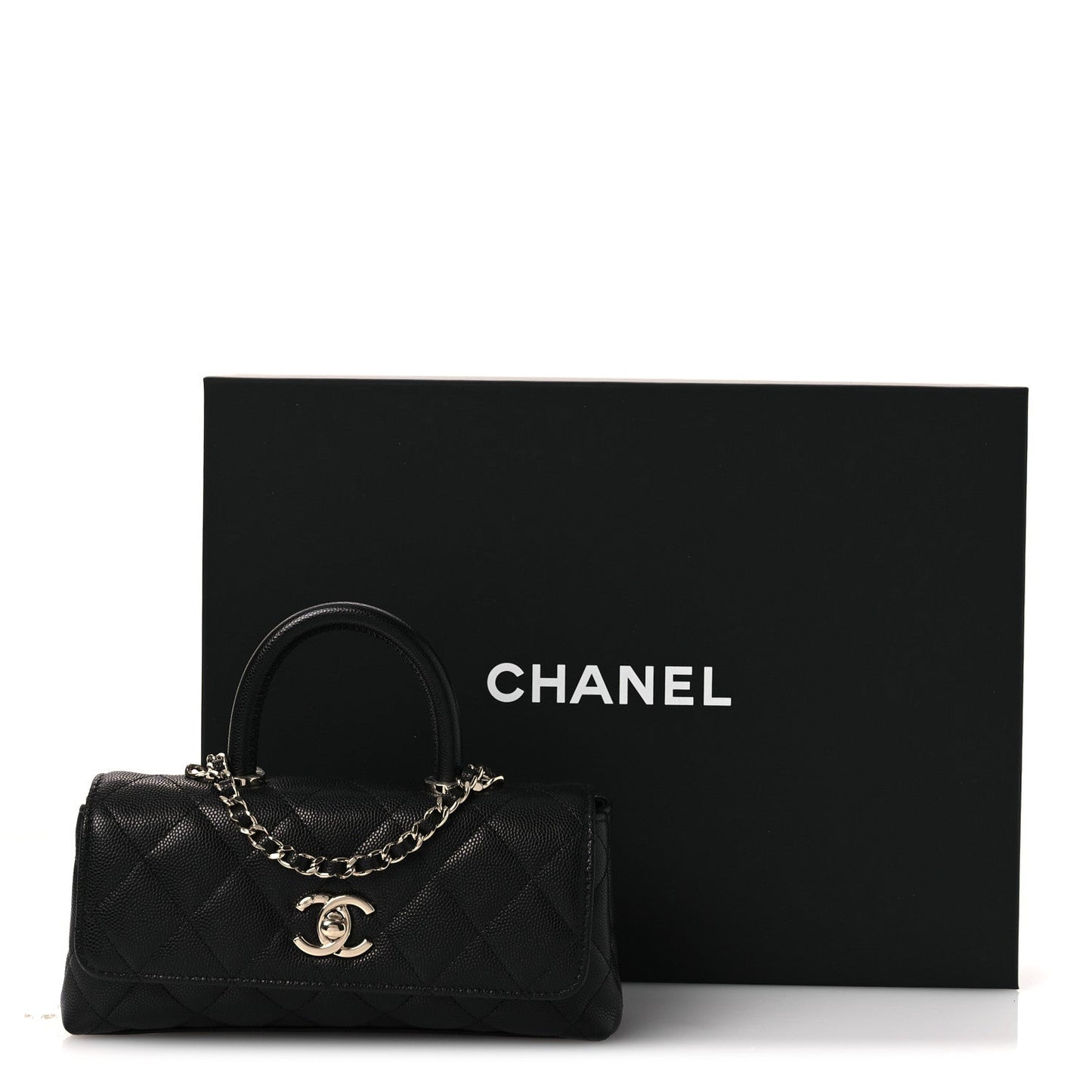 Caviar Quilted Maxi East West Coco Handle Flap Black