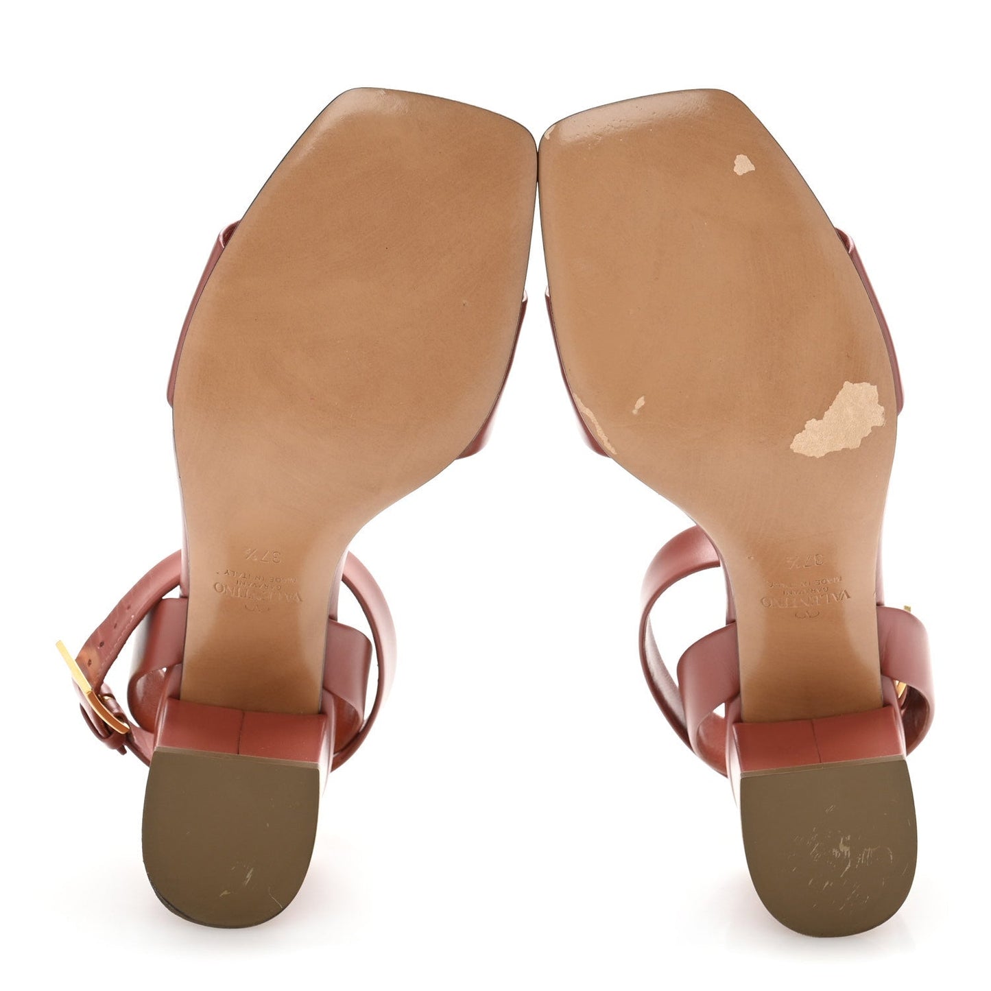 Calfskin One Stud Ankle Strap 60mm Sandals 37.5 Gingerbread